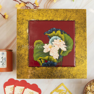 Viettimecraft - Hộp Mứt Tết Sơn Mài Cao Cấp Lộc Hồng Liên - Lacquer box supplier