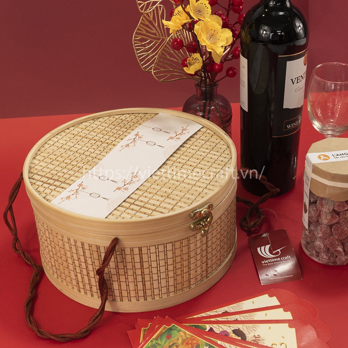 Viettimecraft - Hộp Quà Tết Tre Đan Viên Mãn 2 - Hộp quà tết doanh nghiệp