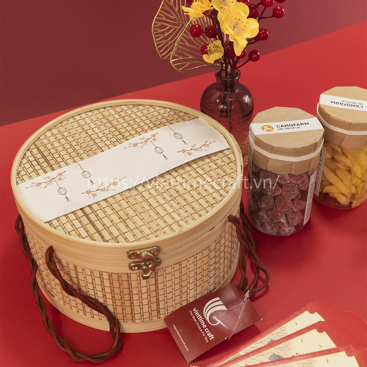 Viettimecraft - Hộp Quà Tết Tre Đan Viên Mãn 2 - Hộp quà tết doanh nghiệp