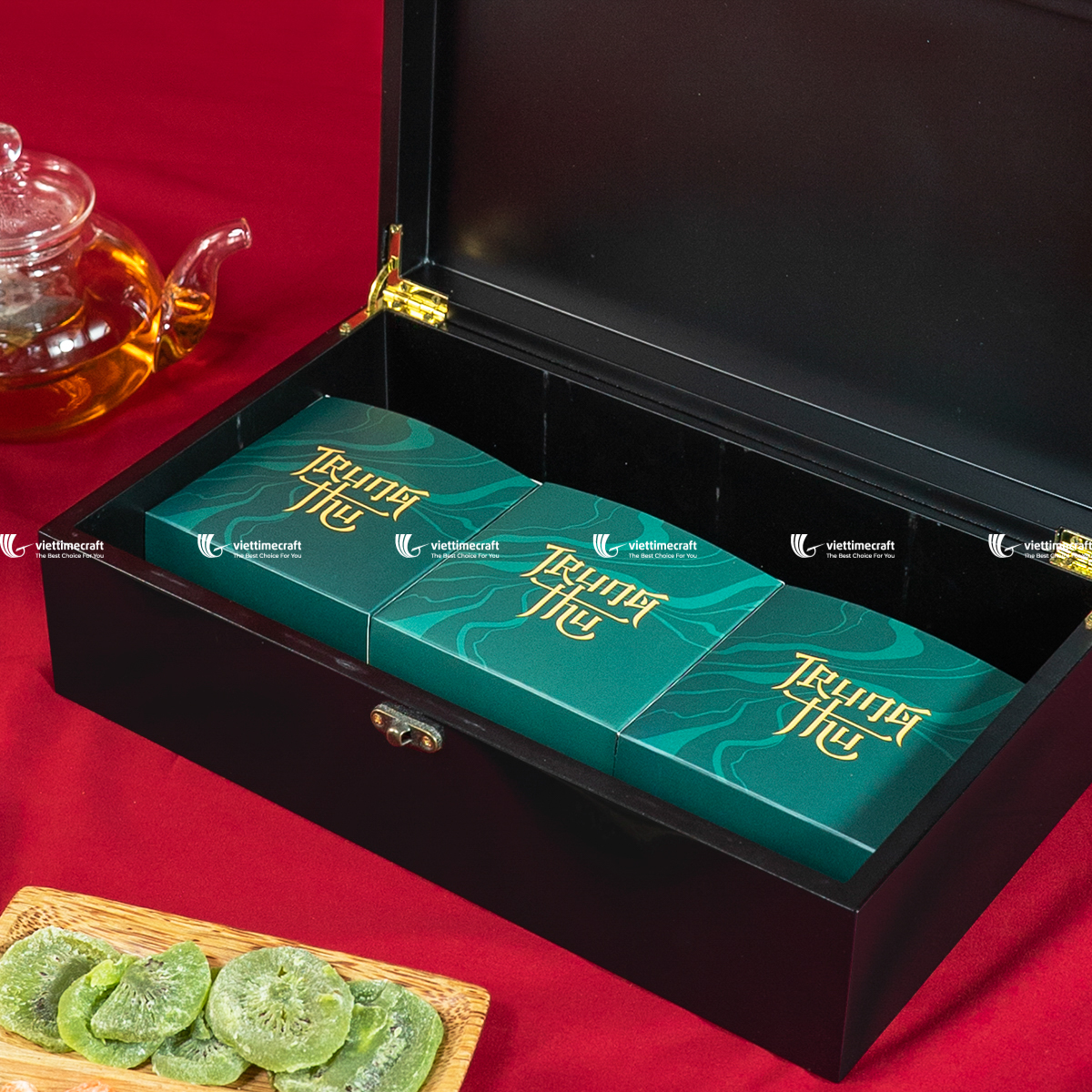viettimecraft - Hộp bánh trung thu sơn mài Kim Liên Quý - quà tặng doanh nghiệp - lacquer box