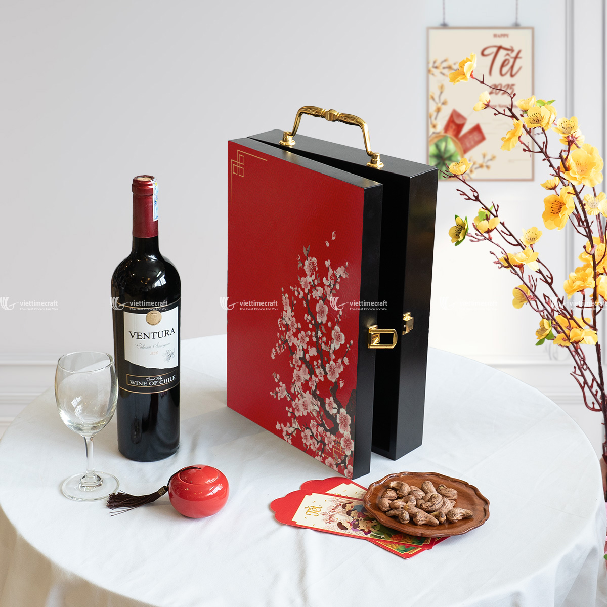 hộp rượu, hộp quà tặng tết, hộp quà tặng cao cấp, hộp rượu cao cấp, quà tặng doanh nghiệp sang trọng
