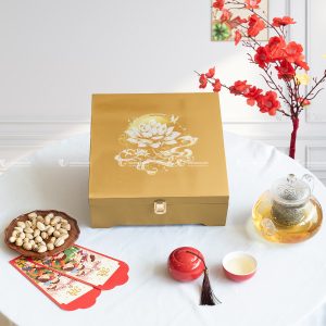 Hộp quà tặng sơn mài, mứt, trà Tết Kim Tiền từ Viettimecraft