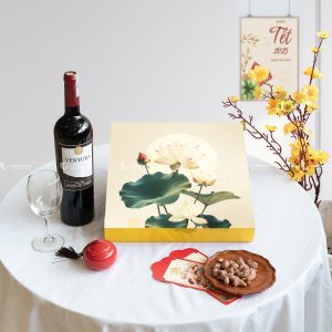 hộp quà tết, hộp mứt tết sơn mài hoa sen